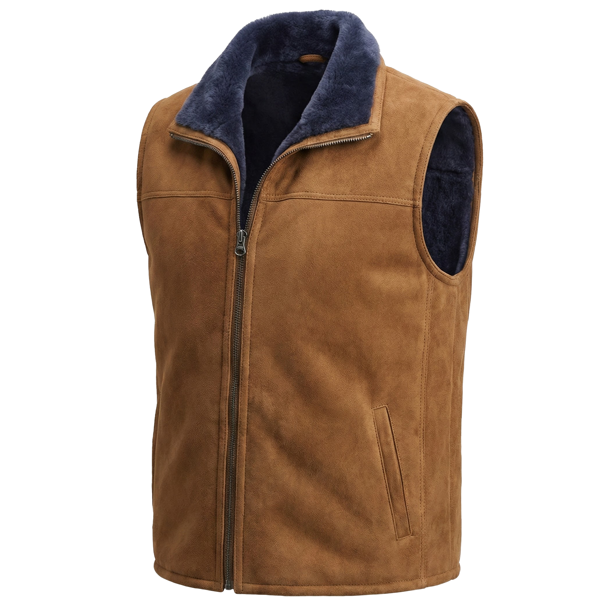 Emelda Cognac Suede Merino Wool Shearling Vest