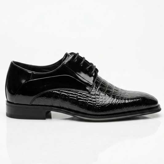 Giovanni Mason Black Embossed Crocodile Dress Shoes