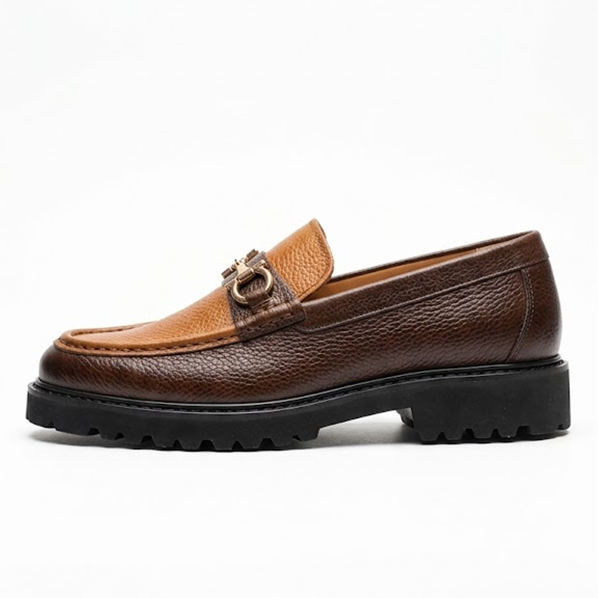 La Milano Bucky Two-Tone Pebbled Leather Bit Loafer