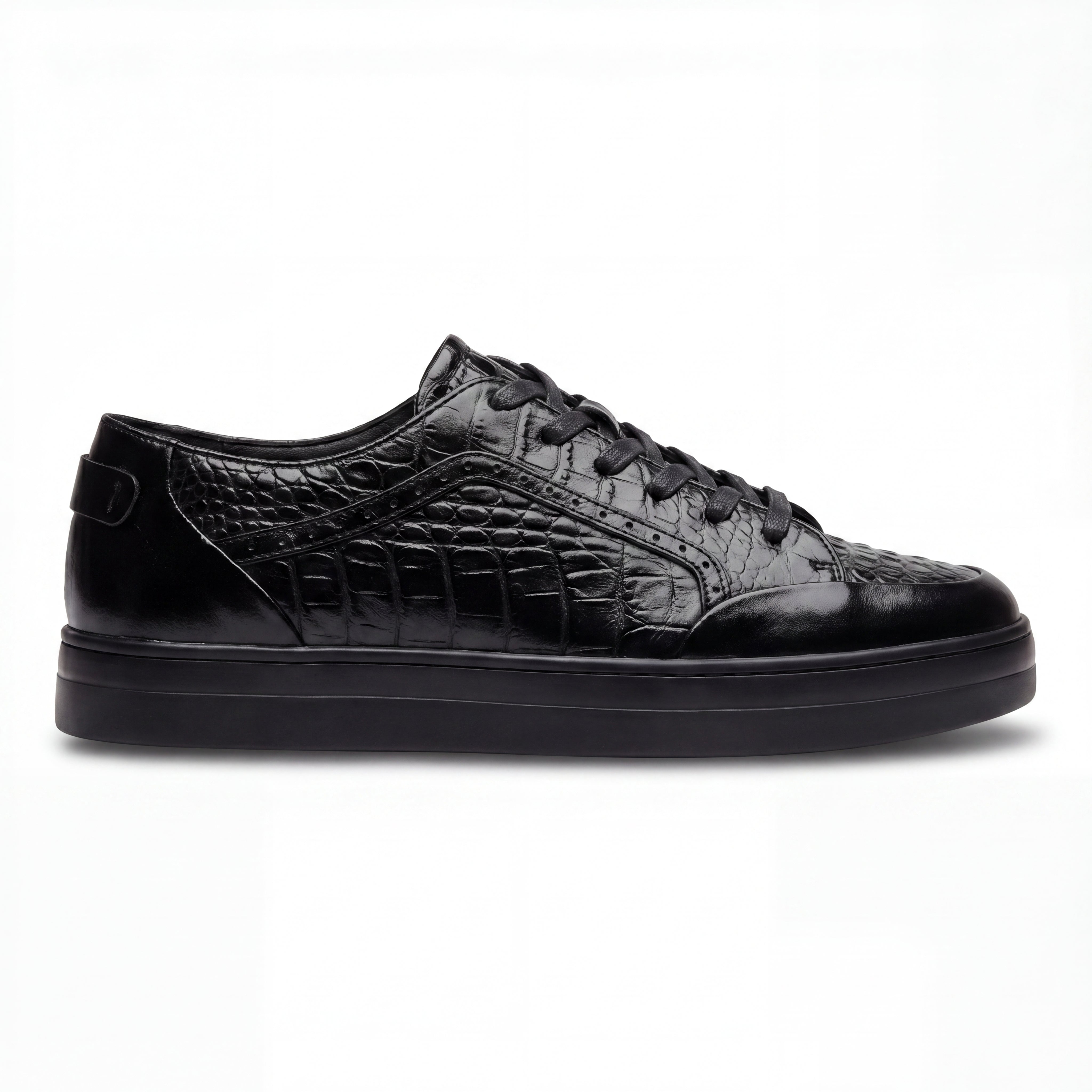Giovanni Timo Black Embossed Crocodile Sneakers