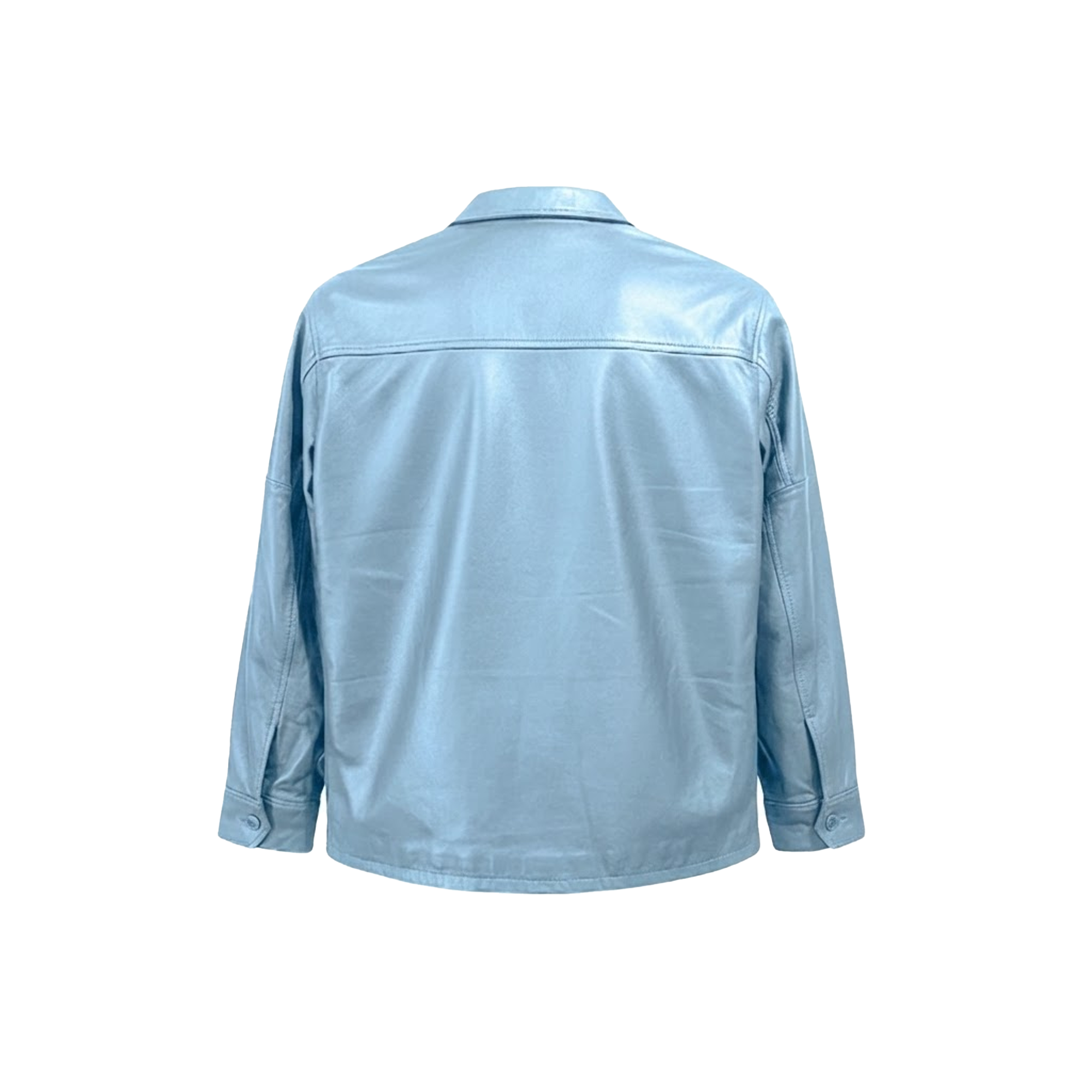 Kashani Men's Powder Blue Lambskin Button-Up Shirt