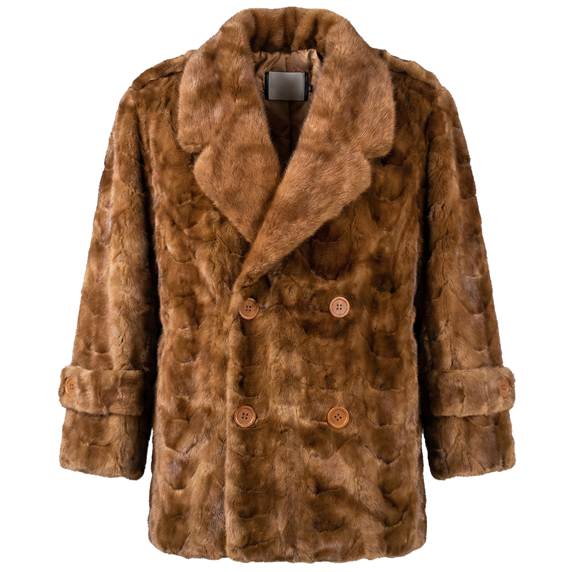 Kashani Men's Whiskey Full Mink Fur 3/4 Double Breasted Coat