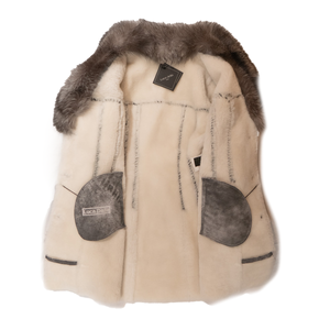 Kashani Women's Distressed Grey Silver Fox Fur Shearling - Dudes Boutique