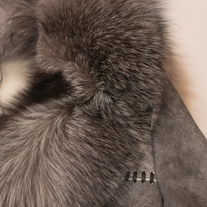 Kashani Women's Distressed Grey Silver Fox Fur Shearling - Dudes Boutique