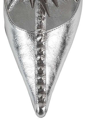 Jeffrey Campbell Silver Step Back Spiked Pointed Toe Pump - Dudes Boutique