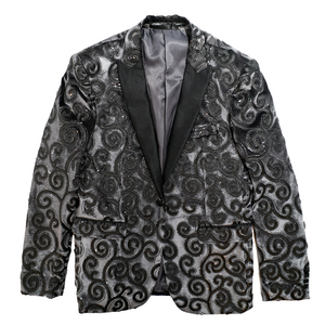 Cielo Black Chameleon Swirl Embroidered Blazer - Dudes Boutique
