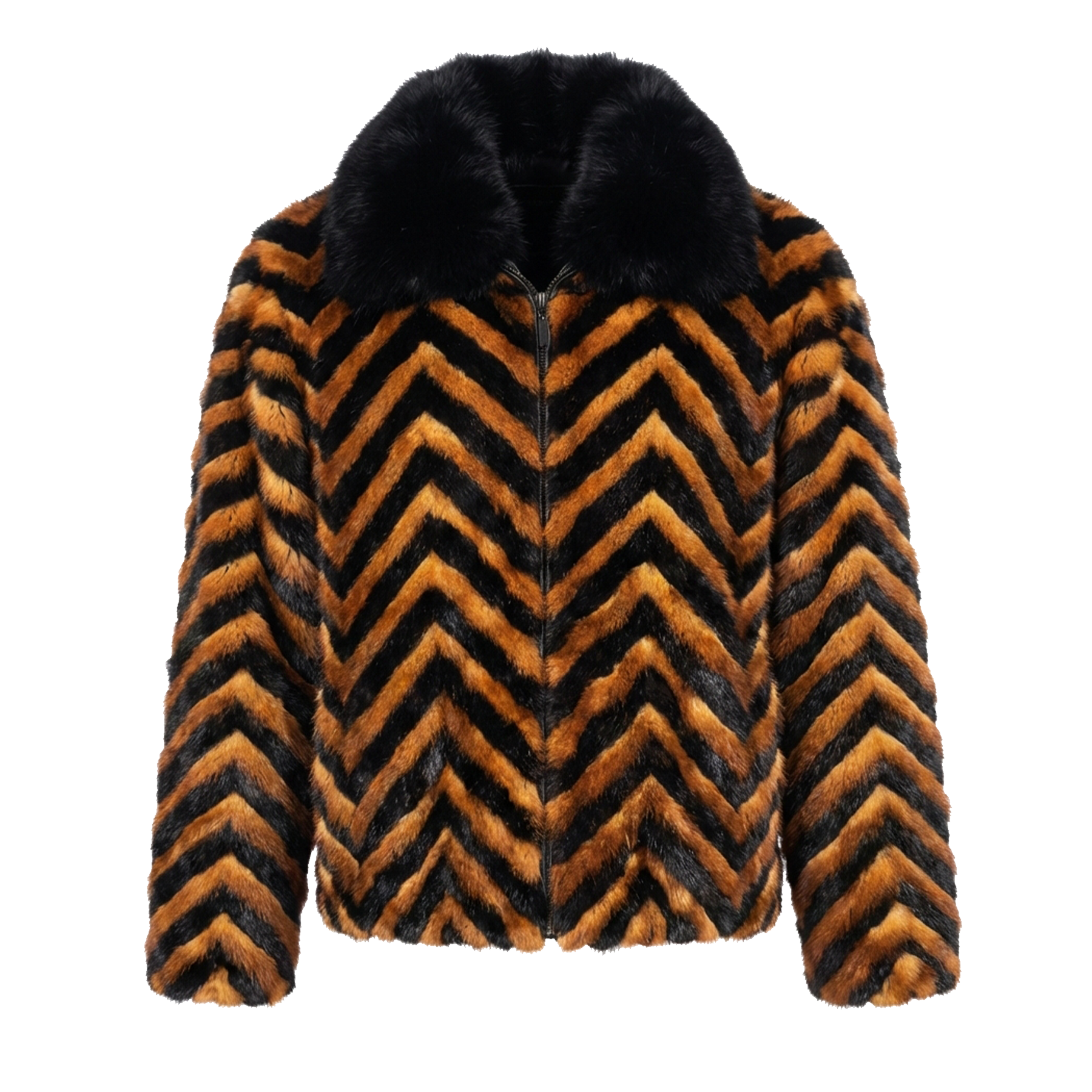 Kashani Black / Whisky Mink Tail Bomber Jacket