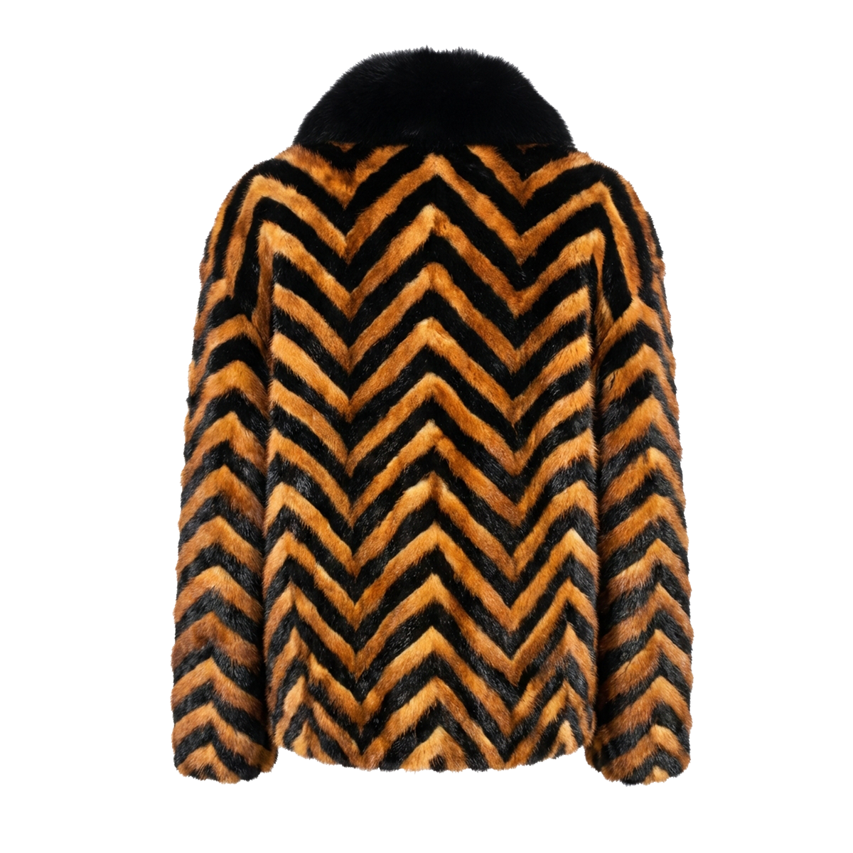Kashani Black / Whisky Mink Tail Bomber Jacket