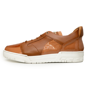 Mauri '8412' Two Tone Brown Alligator/Patent Leather Low Top Sneakers - Dudes Boutique