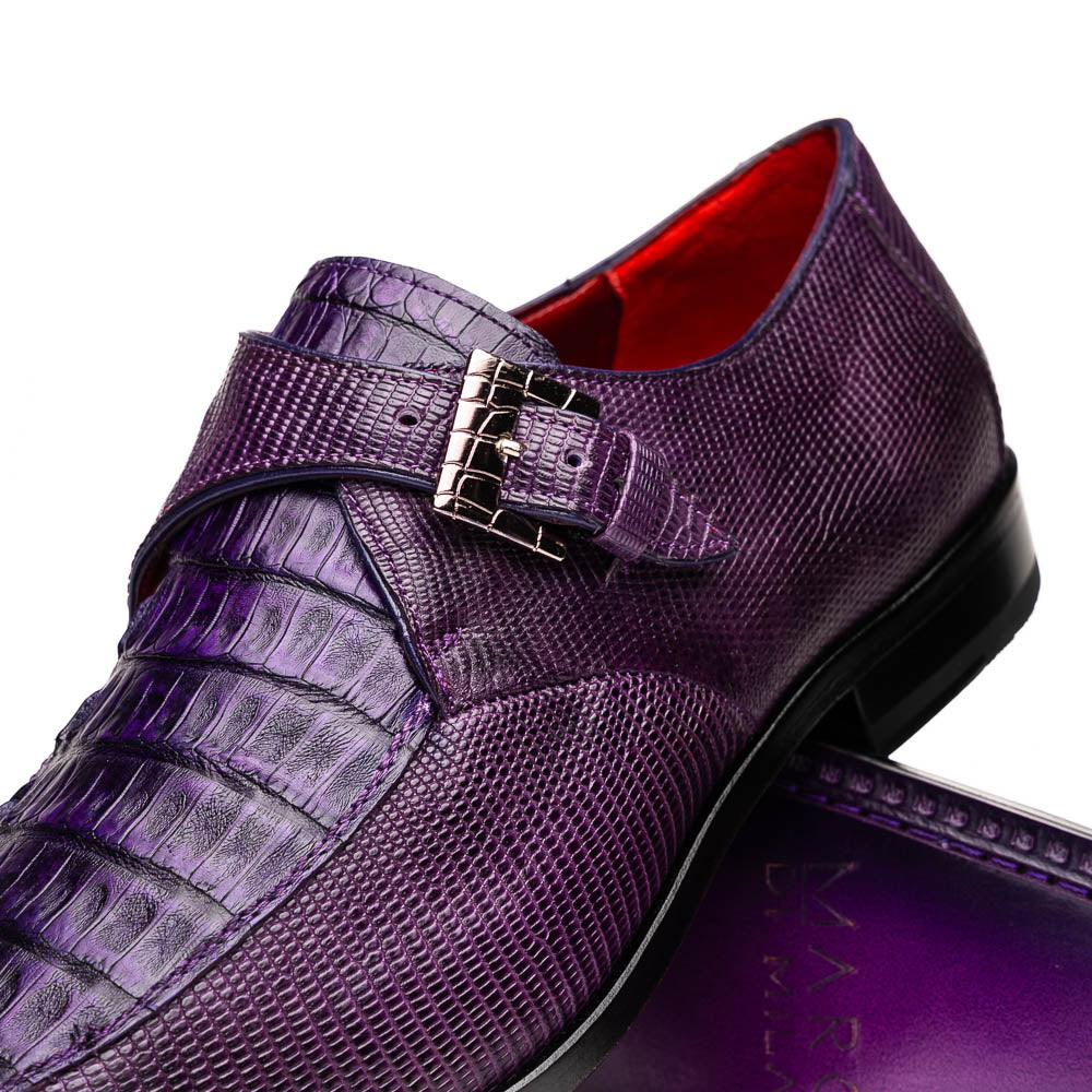 Marco Di Milano Toluca Purple Crocodile & Lizard Monk Strap Dress Shoes - Dudes Boutique