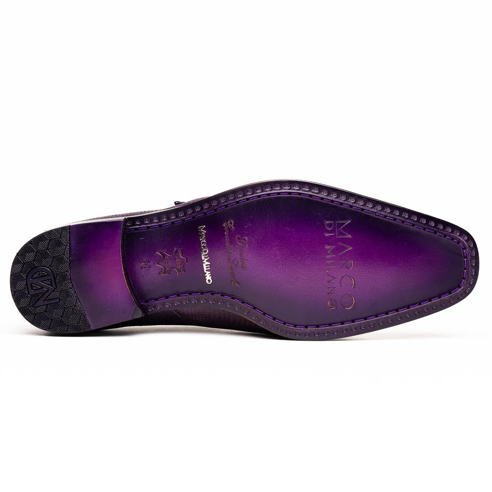 Marco Di Milano Toluca Purple Crocodile & Lizard Monk Strap Dress Shoes - Dudes Boutique