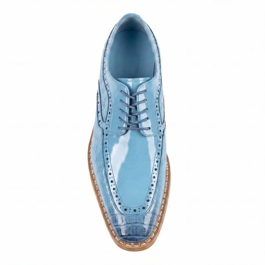 Giovanni Terence Light Blue Embossed Crocodile Dress Shoes