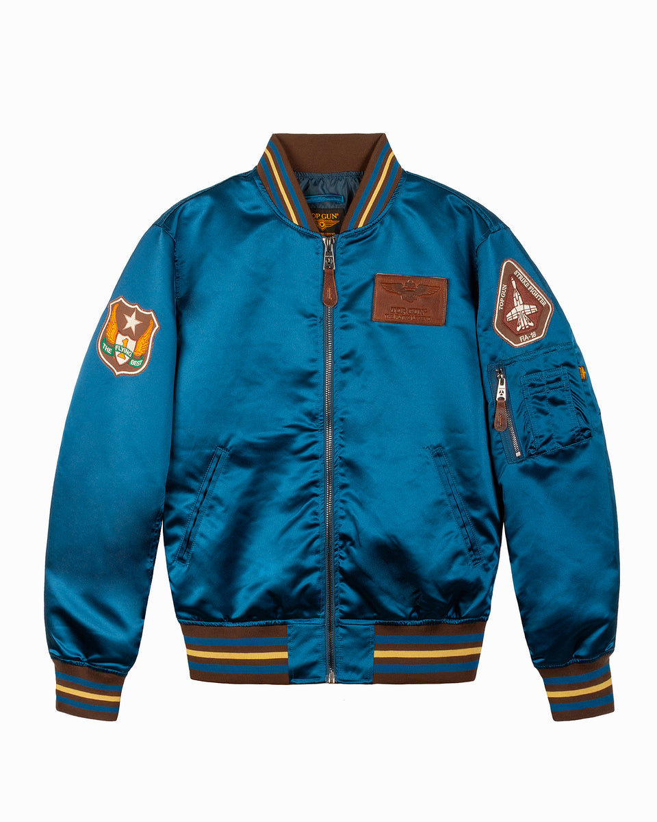 Top Gun "Satin Eagle" Varsity Jacket - Blue
