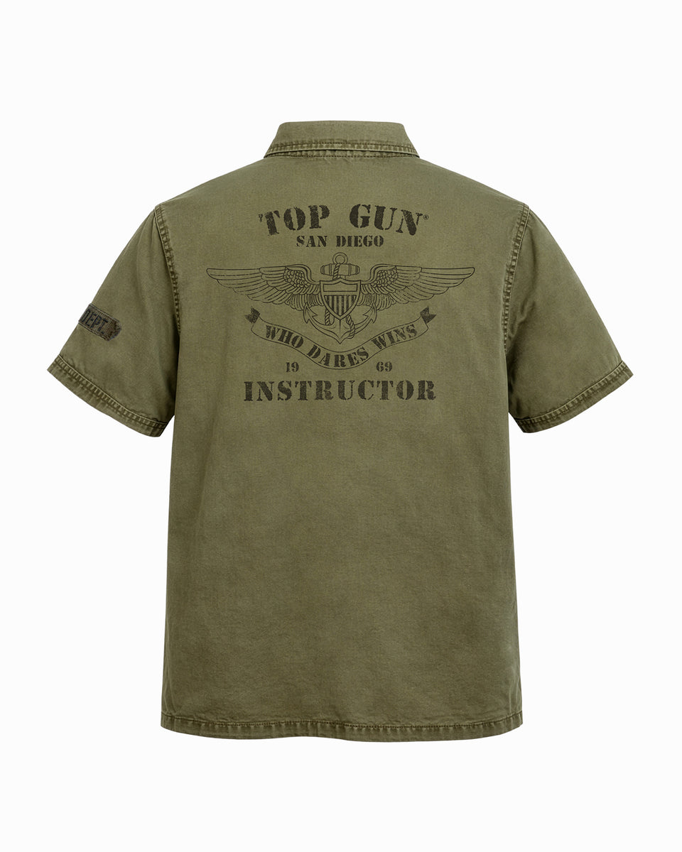 Top Gun Military Instructor Shirt Short Sleeve - Olive
