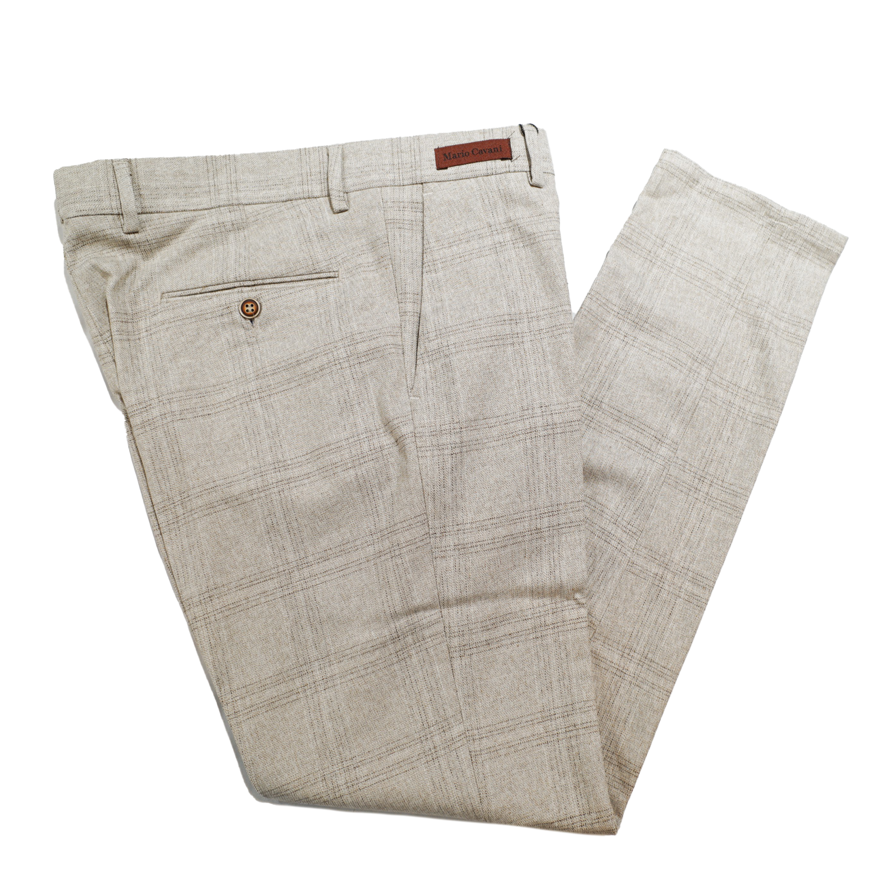 Mario Cavani Beige Plaid Dress Pants