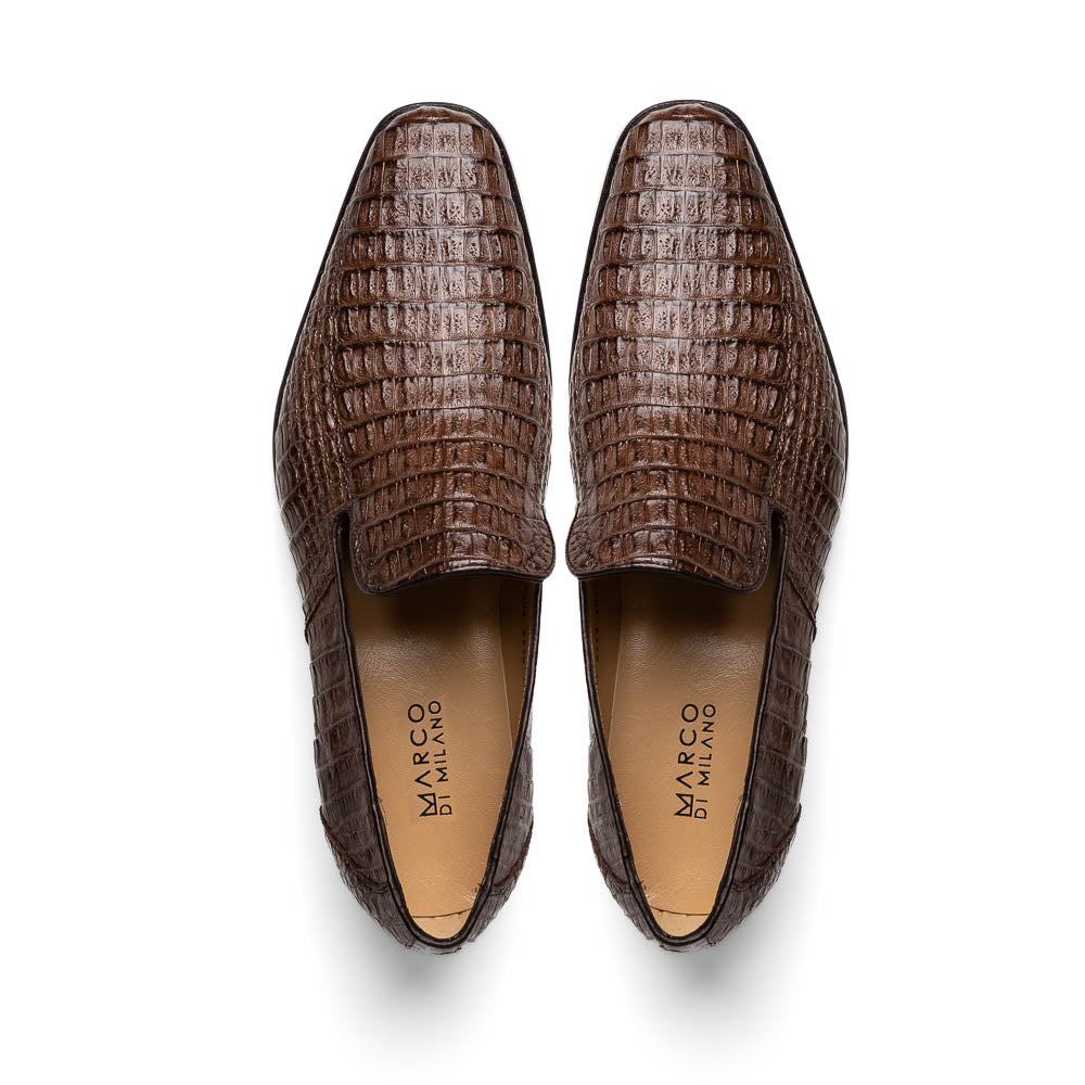 Marco Di Milano Trento Brown All Over Crocodile Dress Shoes - Dudes Boutique