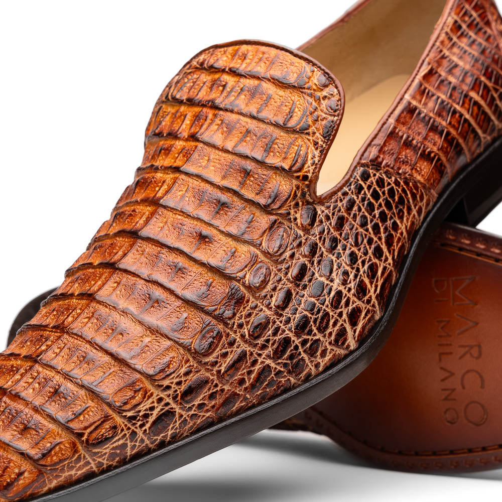 Marco Di Milano Trento Rustic Cognac All Over Crocodile Dress Shoes - Dudes Boutique