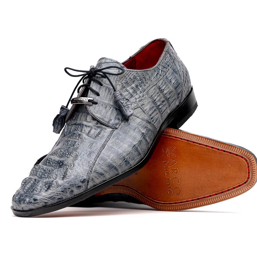 Marco Di Milano Tulum Grey Hornback Crocodile Derby Oxford Dress Shoes - Dudes Boutique