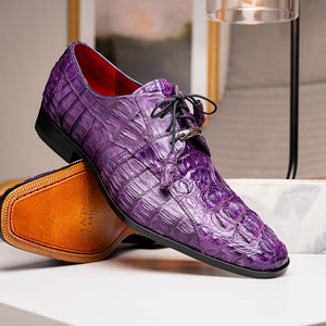 Marco Di Milano Tulum Purple Hornback Crocodile Derby Oxford Dress Shoes - Dudes Boutique