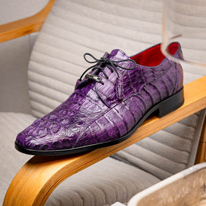 Marco Di Milano Tulum Purple Hornback Crocodile Derby Oxford Dress Shoes - Dudes Boutique