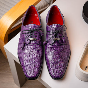Marco Di Milano Tulum Purple Hornback Crocodile Derby Oxford Dress Shoes - Dudes Boutique