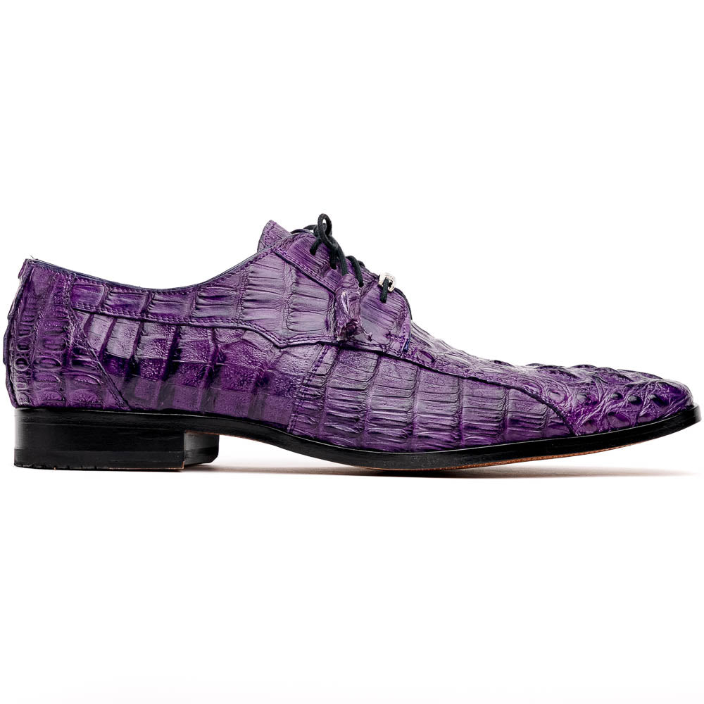 Marco Di Milano Tulum Purple Hornback Crocodile Derby Oxford Dress Shoes - Dudes Boutique