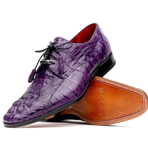 Marco Di Milano Tulum Purple Hornback Crocodile Derby Oxford Dress Shoes - Dudes Boutique