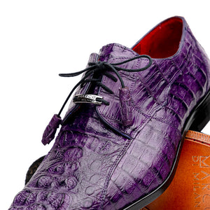 Marco Di Milano Tulum Purple Hornback Crocodile Derby Oxford Dress Shoes - Dudes Boutique