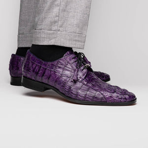 Marco Di Milano Tulum Purple Hornback Crocodile Derby Oxford Dress Shoes - Dudes Boutique