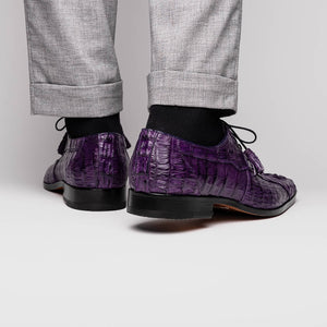 Marco Di Milano Tulum Purple Hornback Crocodile Derby Oxford Dress Shoes - Dudes Boutique