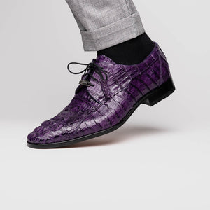Marco Di Milano Tulum Purple Hornback Crocodile Derby Oxford Dress Shoes - Dudes Boutique
