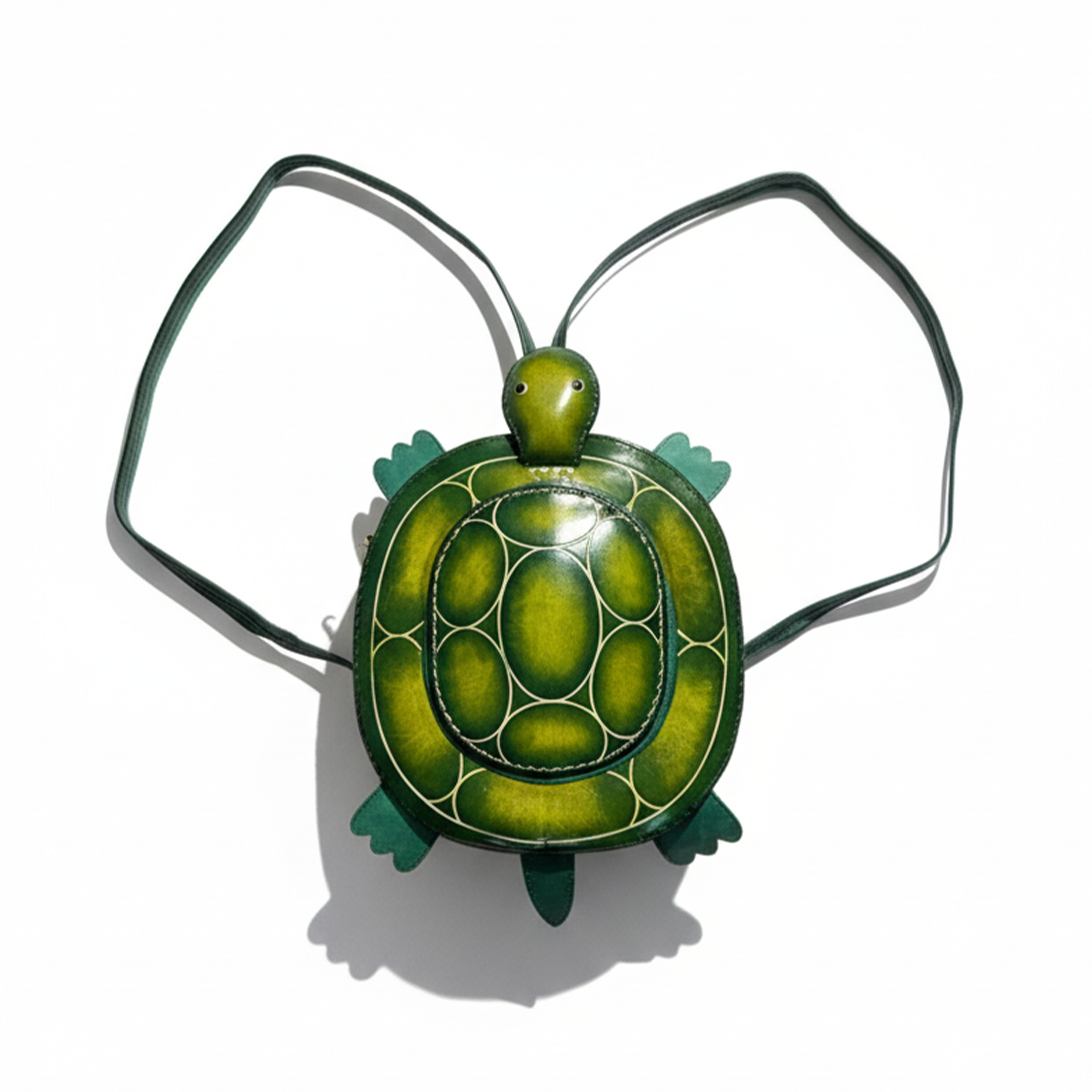 Kashani Handcrafted Leather Forest Green Turtle Backpack
