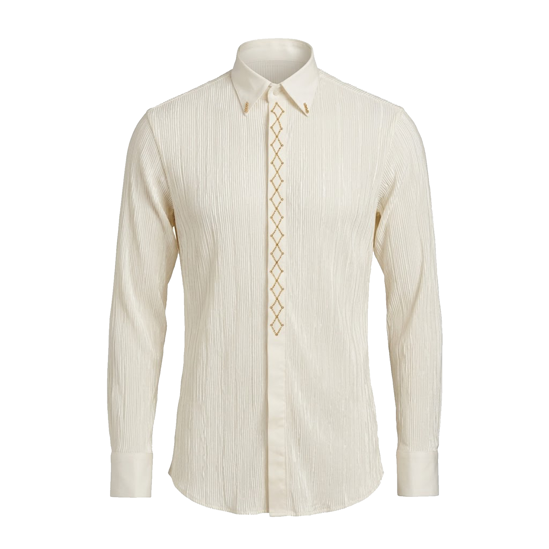 Lorenzo Franco White Pleated Crystal Dress Shirt