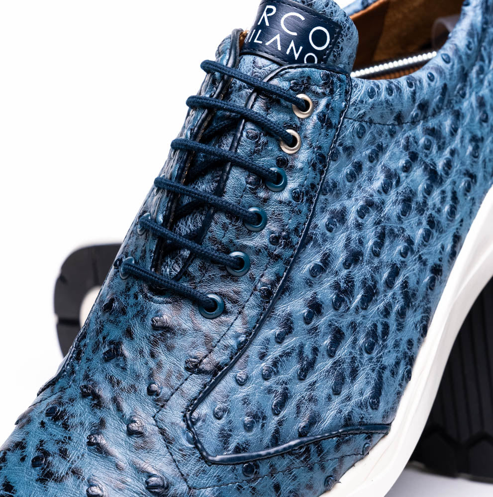 Marco Di Milano Varenna Blue Jeans Ostrich Quill Sneaker