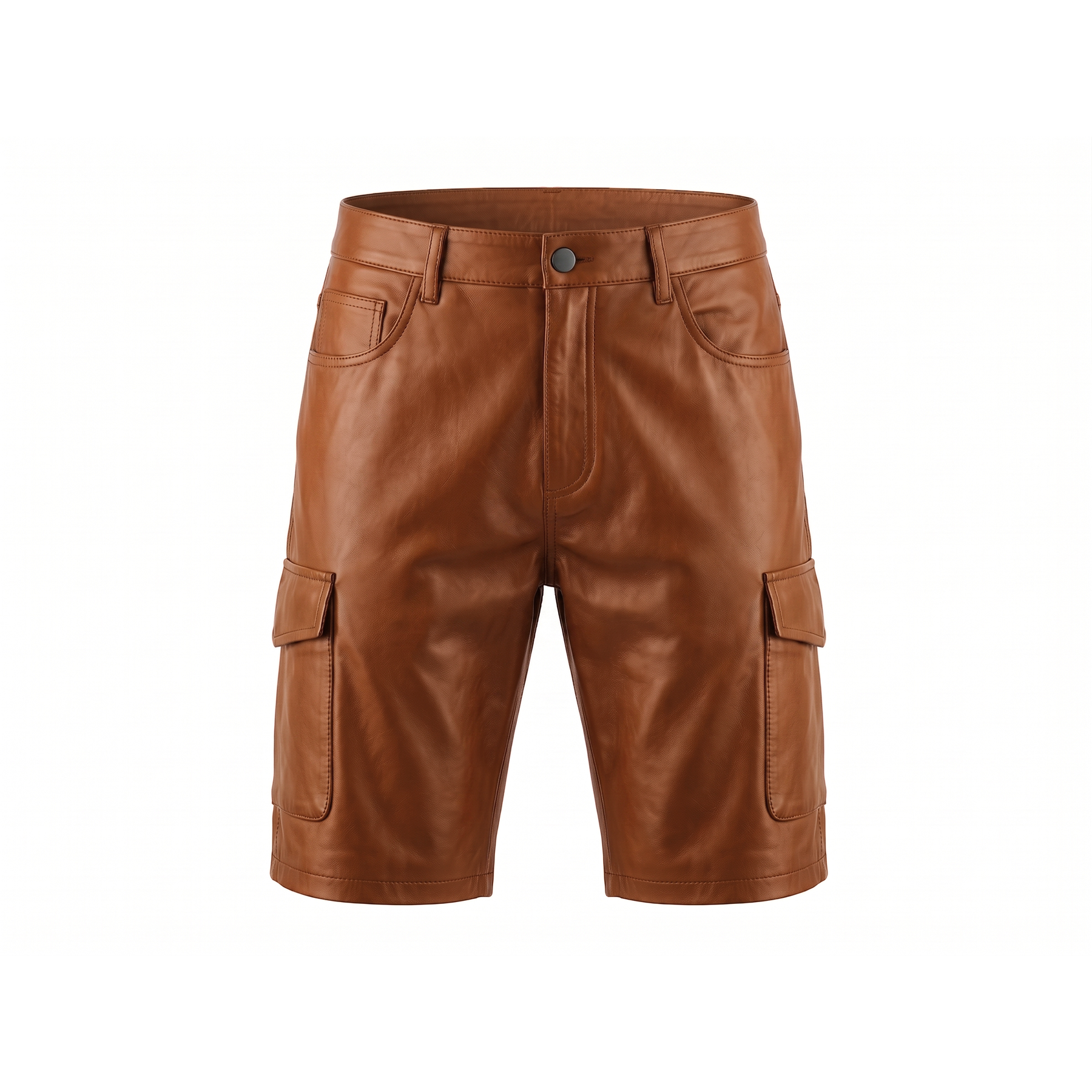 Kashani Brick Lambskin Leather Cargo Shorts