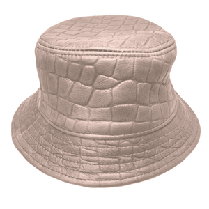 Kashani White Embossed Alligator Lambskin Bucket Hat - Dudes Boutique