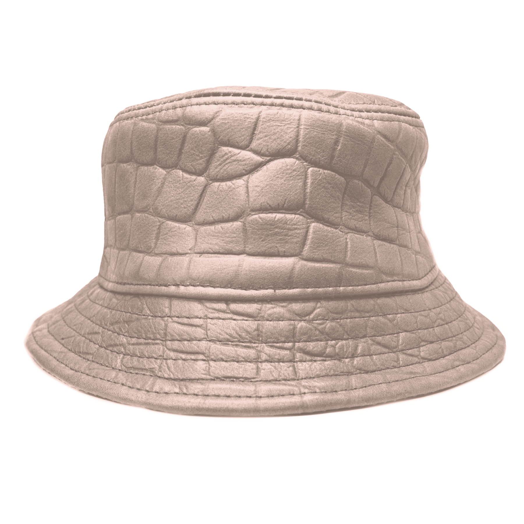 Kashani White Embossed Alligator Lambskin Bucket Hat - Dudes Boutique