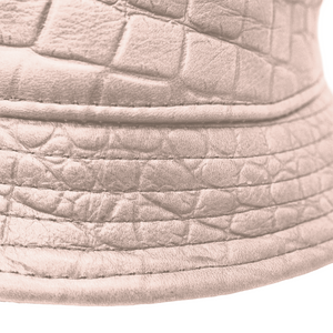 Kashani White Embossed Alligator Lambskin Bucket Hat - Dudes Boutique
