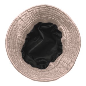 Kashani White Embossed Alligator Lambskin Bucket Hat - Dudes Boutique