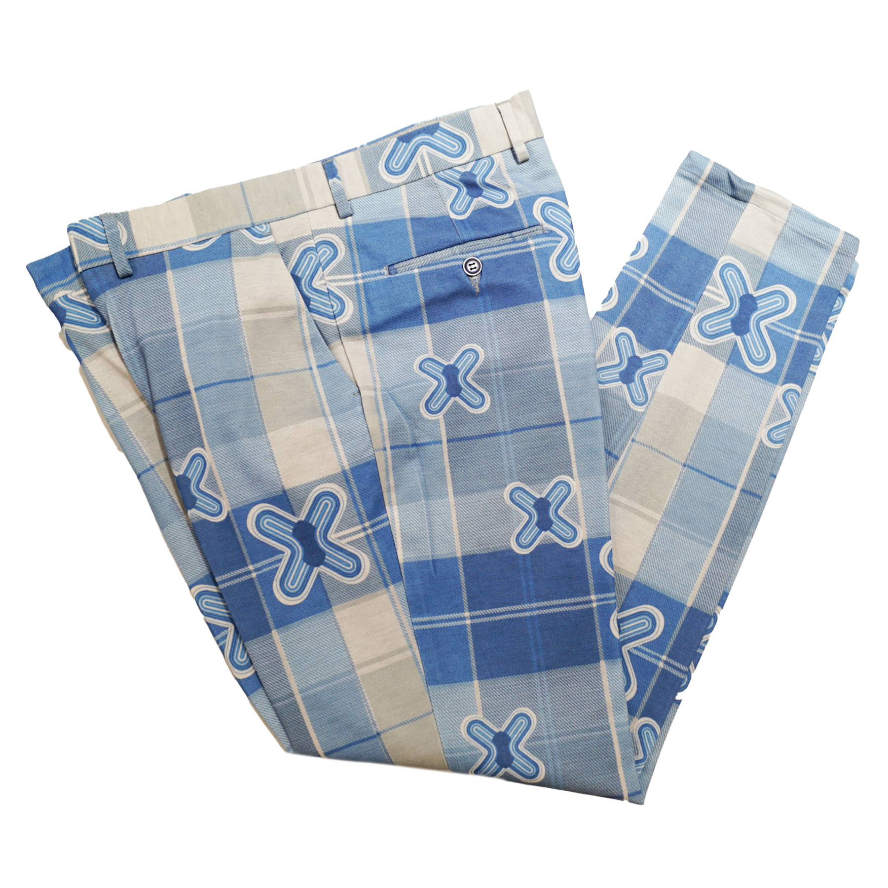 Mario Cavani Men's Blue Plaid Print Dress Pants