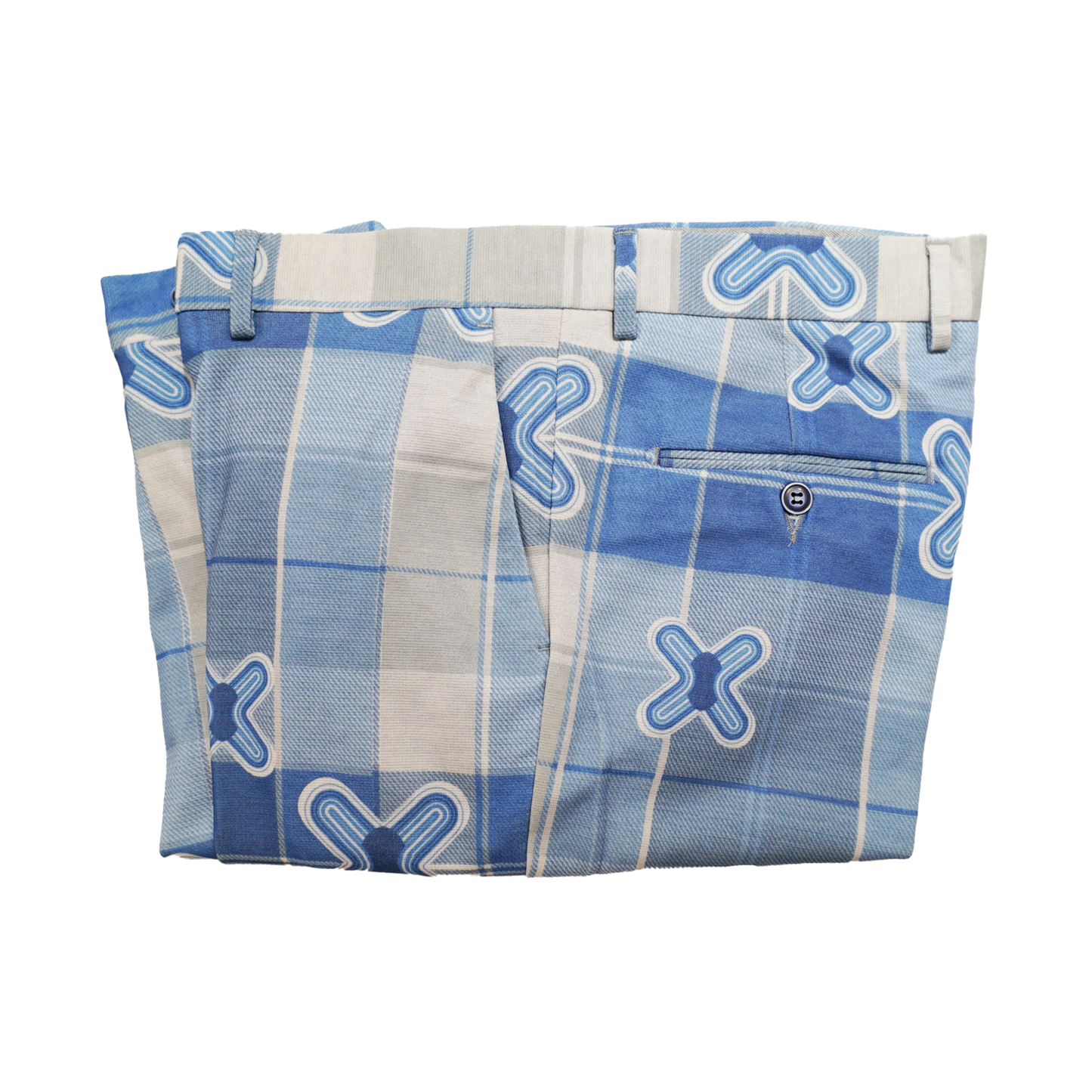 Mario Cavani Men's Blue Plaid Print Dress Pants
