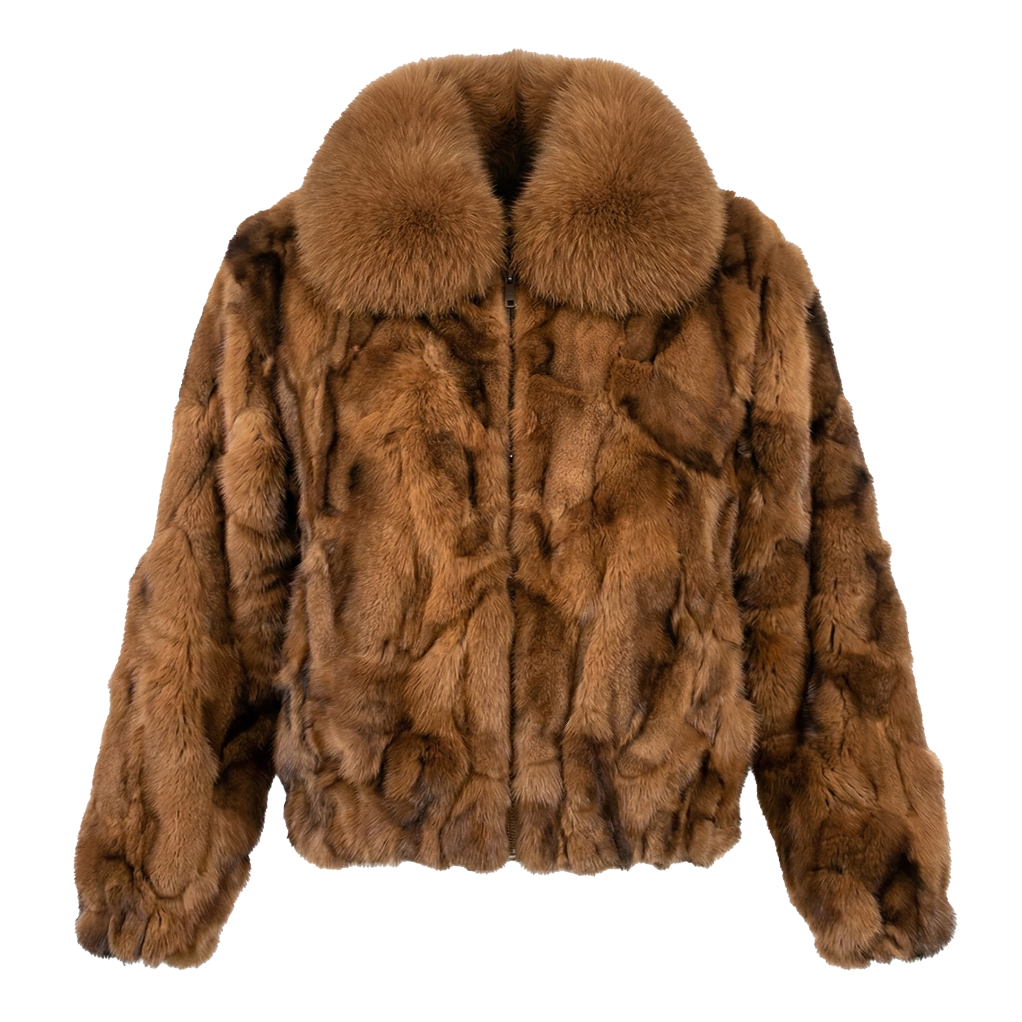 Kashani Men's Whisky Fox Fur Bomber Coat