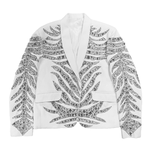 Kashani White Kingdom Hyper Crystal Blazer - Dudes Boutique