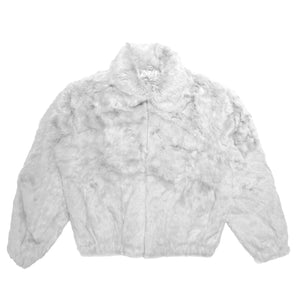 Winter Fur Men's White Rabbit Fur Bomber Jacket - Dudes Boutique