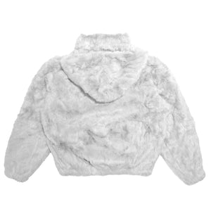 Kashani Men's White Rabbit Fur Hooded Bomber Jacket - Dudes Boutique