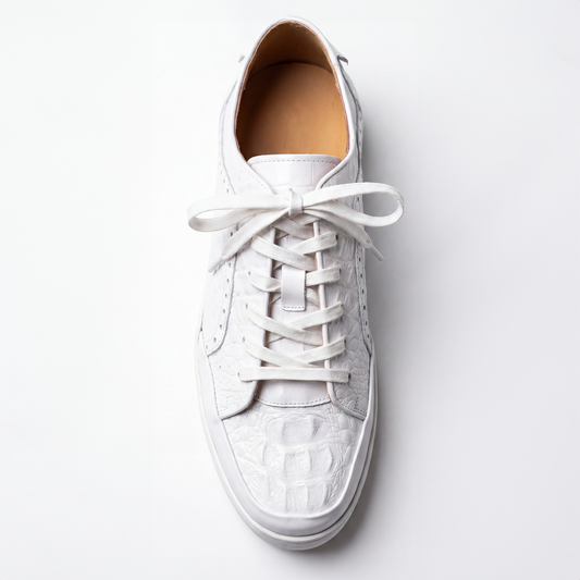 Giovanni Timo White Embossed Crocodile Sneakers