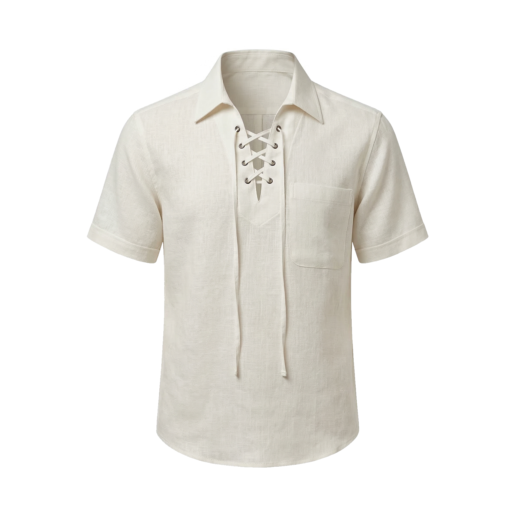 Inserch White Linen Lace-Up Shirt