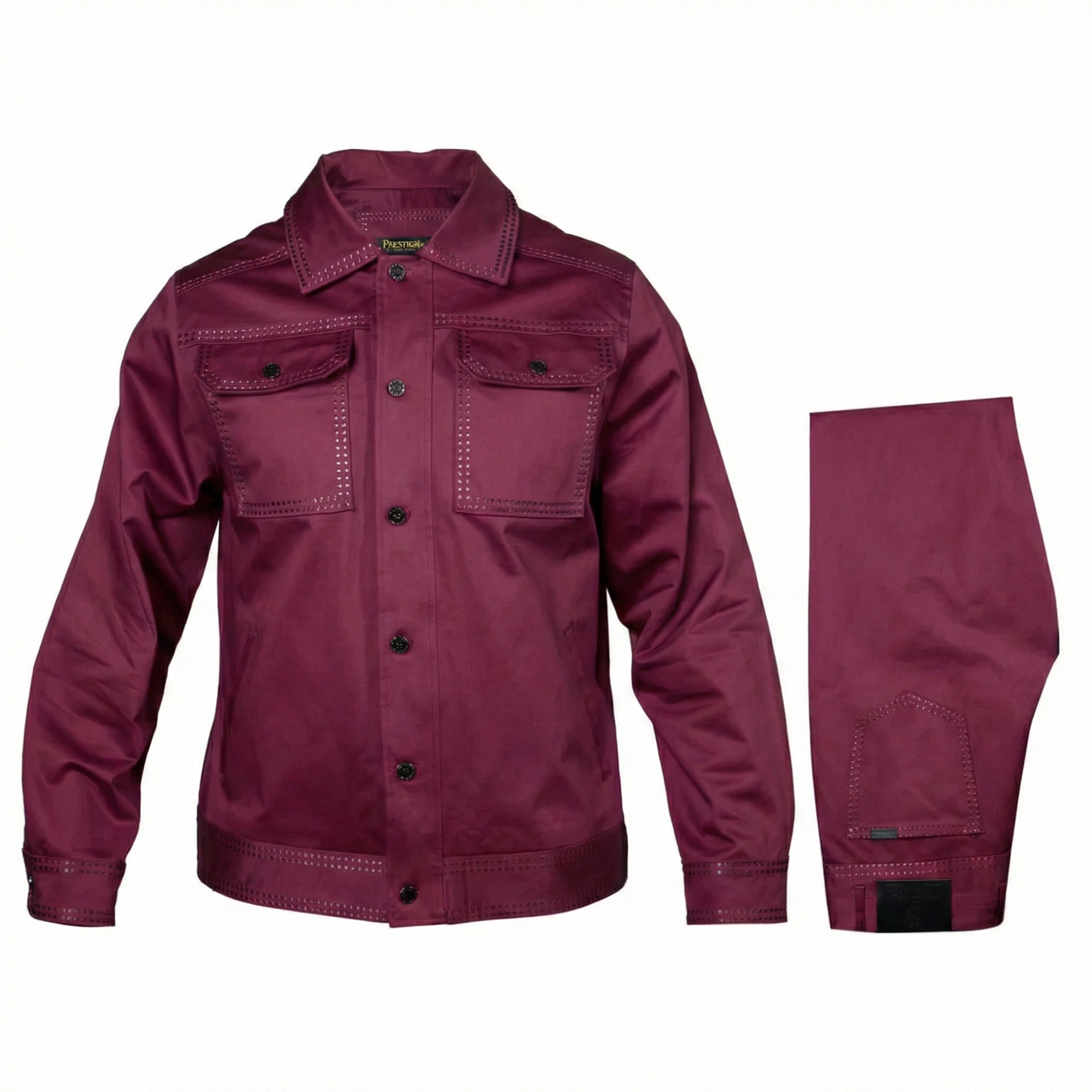 Prestige Burgundy Denim Clothing Set