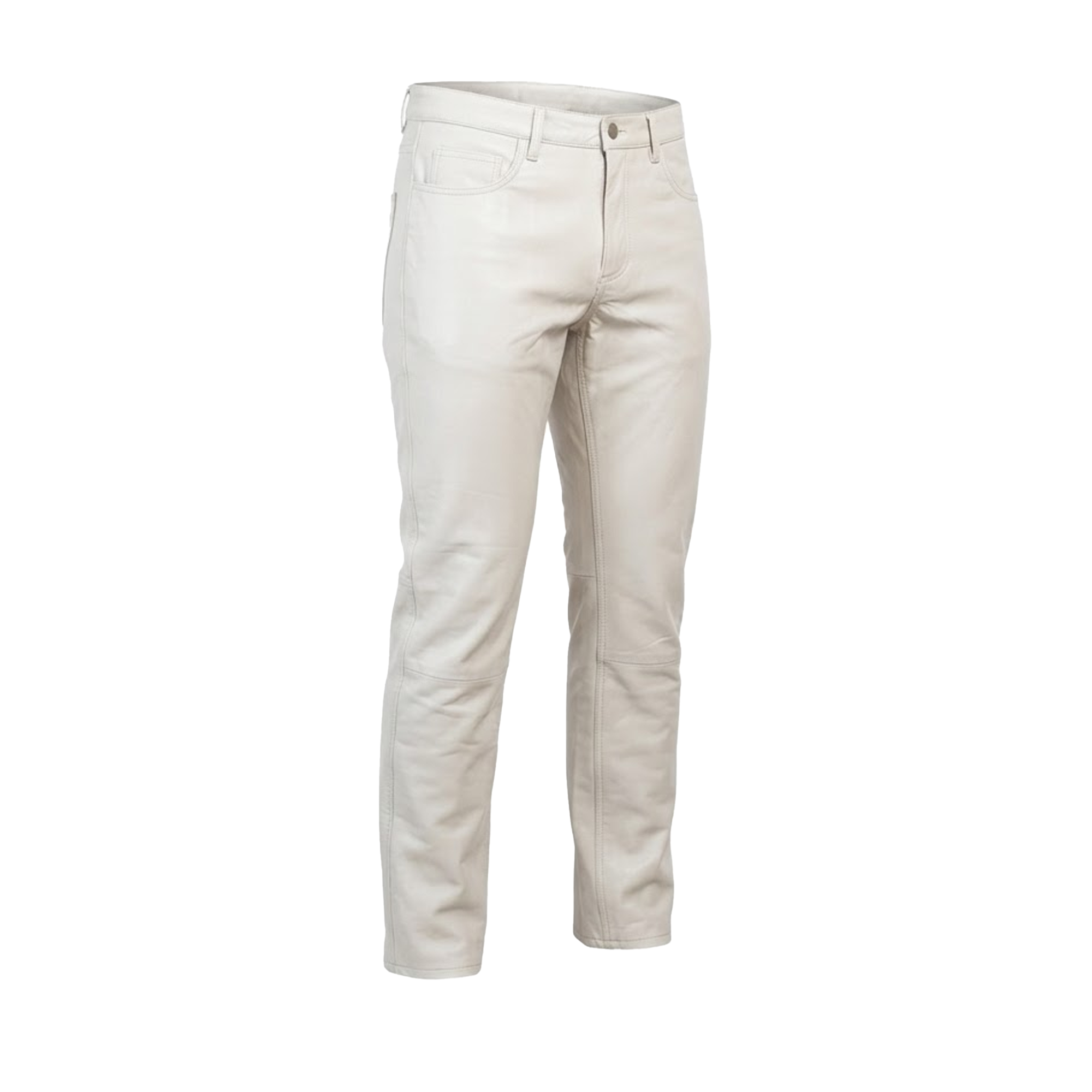 Kashani Men's White Lambskin Straight Cut Leather Pants