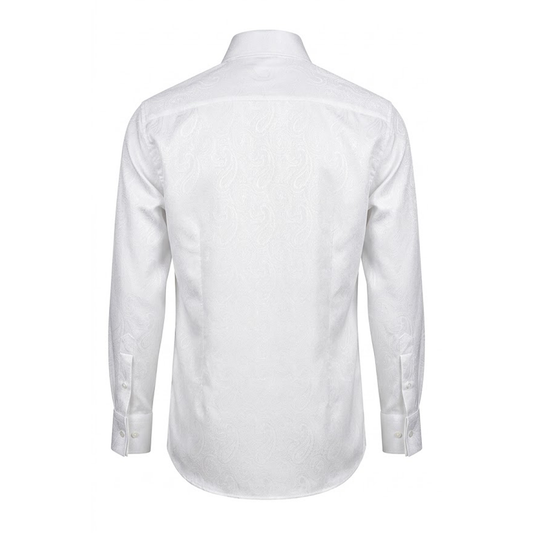 Leoni T800-4 White Paisley Button Up Shirt